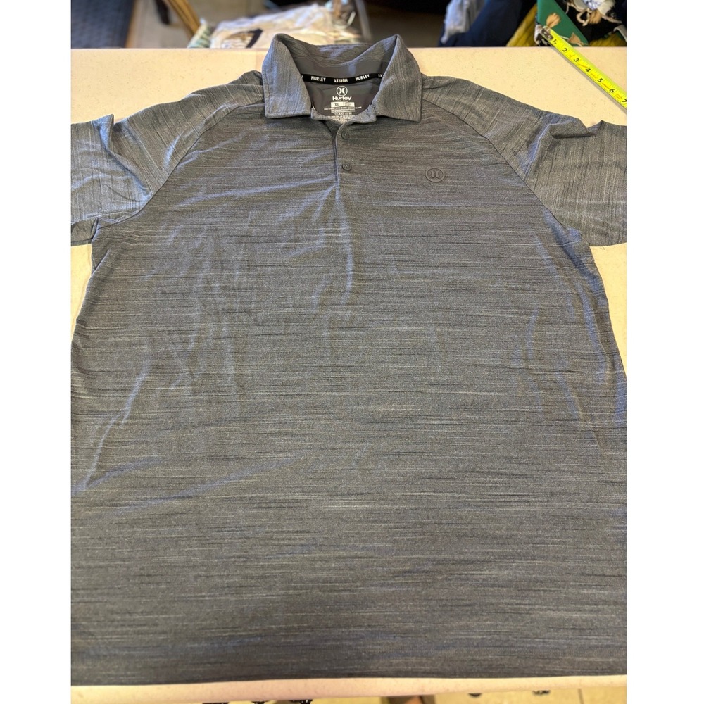 Hurley Mens XL Performance Polo Shirt Gray Heather Space Dye Short Sleeve Logo